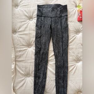 lululemon align lululemon black/white dot leggings - pockets - raw hem on bottom